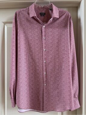 Van Heusen Shirt Red Slim Fit 4 Way Stretch Button Up Long Sleeve men’s Sz M